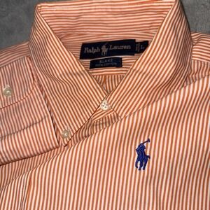 Polo by Ralph Lauren Orange Striped Casual Button Down Shirt
